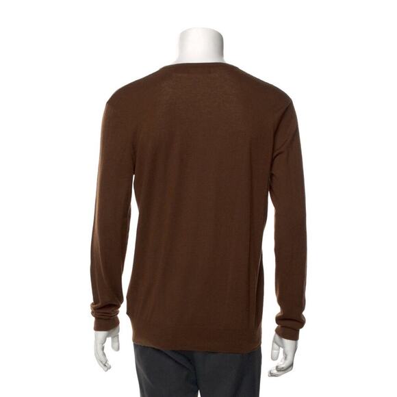 Ralph Lauren Purple Label 100% Cashmere V Neck Sweater L Brown Men’s Ribbed Cuff - Picture 3 of 8